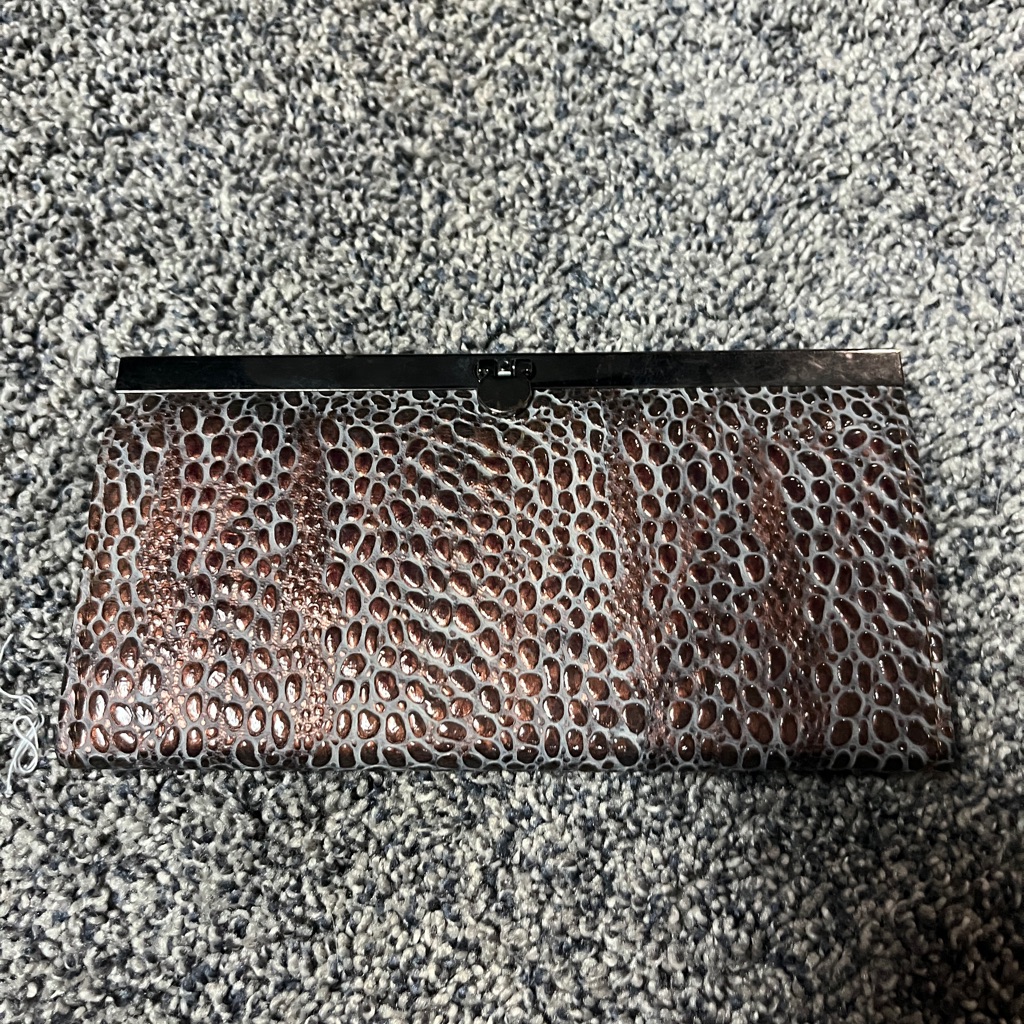 Brown Crocodile Embossed Clutch